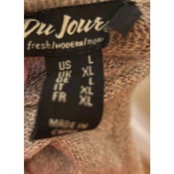 Du Jour Gray Sweater Womens Size L Oversize Drop Shoulder Criss Cross Back - Picture 5 of 8